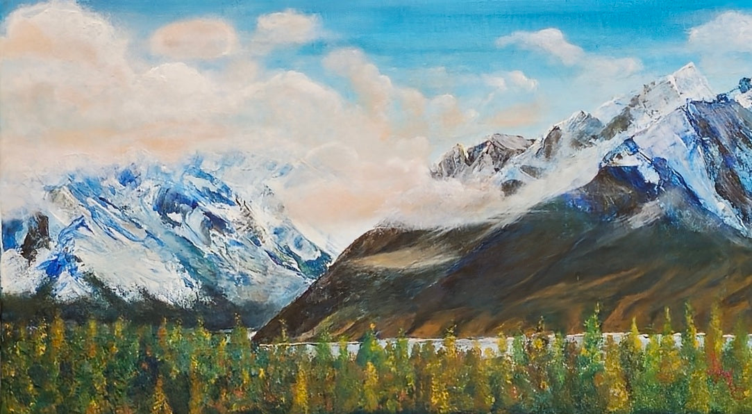 Early morning in the Southern Alps - Original Acrylic Painting By New Zealand Artist Joan Edridge